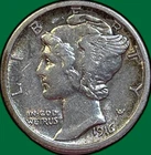 1916 Mercury Dime Very Fine VF Coin #35728