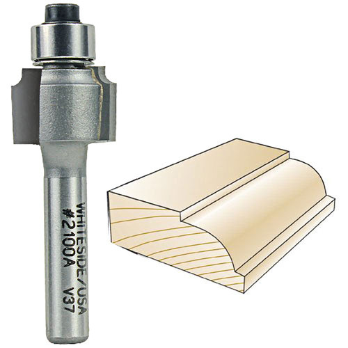 Whiteside 2100A Beading Bit 1/4"SH, 1/16"R, 1/2"CL