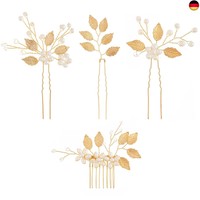 4 StüCke Braut Hochzeit Haarnadeln Blume Perlen Strass Hochzeit Haarspangen