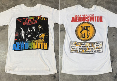 Vtg Aerosmith Get A Grip Tour Cotton White Full Size Unisex Shirt JU581