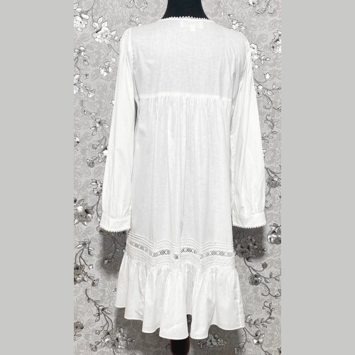 Camisón victoriano manga larga 100 % algodón blanco SoieRose - SR-1022 - Imagen 4 de 7