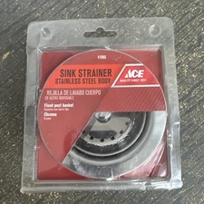 Ace Sink Strainer Fixed Post Basket Kitchen Stainless steel  41980 Chrome, NEW