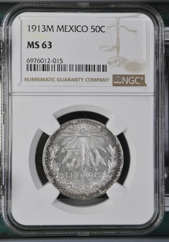 1913 M Mexico 50 Centavos NGC MS 63