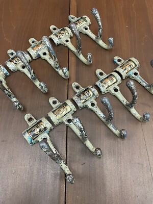 Numbered CAST IRON HAT COAT HOOKS Original Vintage Antique School  Cloakroom UK