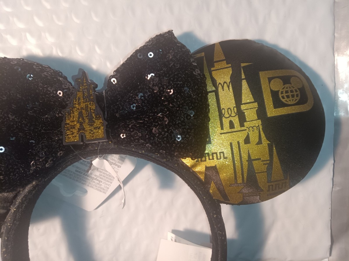 NWT Disneyland Ear Headband Black and Gold Sequence NWT PHOTOS: New Black and Gold Minnie Mouse Ear Headband  main image 3