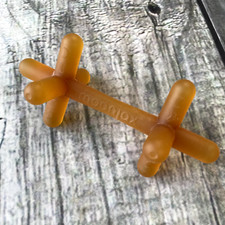 EUC Moonjax Baby Infant Gum Teether Rubber Brown Flexible Barbell Shape