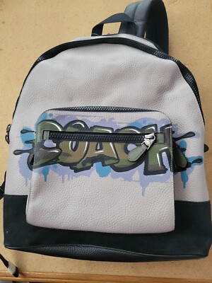 Coach West Backpack QBE1MGreen/Grey Pebbled Grafitti 223742JAX