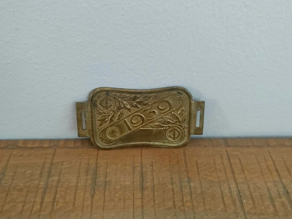 plaque fiscale 1915 velo moto ancien collection laiton