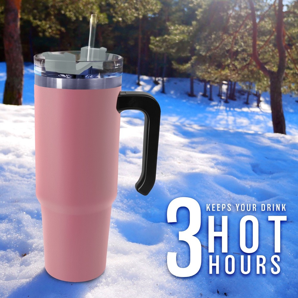 30oz Stainless Steel Vacuum Insulated Tumbler with Straw for Travel