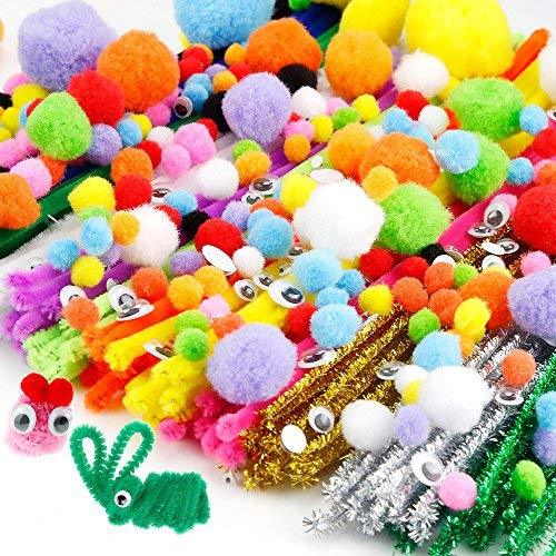 Huge Lot Kids Art Craft Supplies Fuzzy Pipe Cleaners Fun Googly Eyes