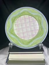 Dinner Plate Irene CALECA -  Pink Green Weave ~ 11” Set Four 4 Hand Made Italy