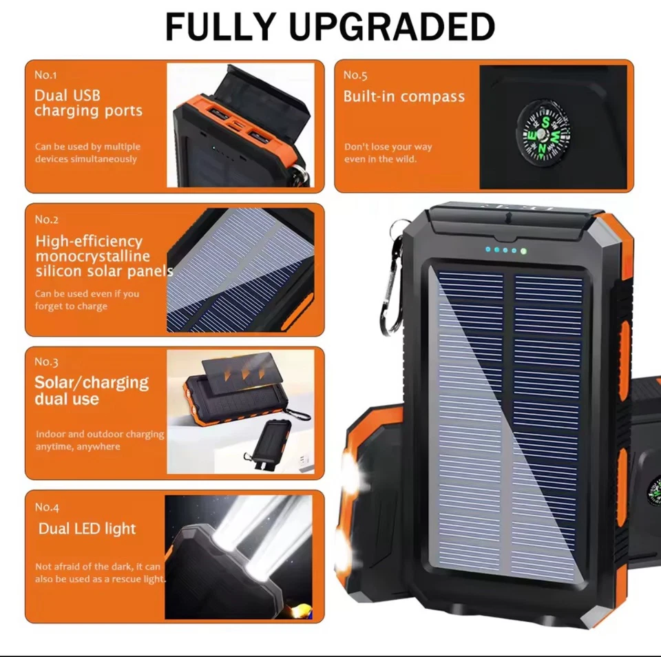 BLAVOR Banco de Energia Solar Qi Carregador Portátil 20000mah Bateria Externa - Imagem 4 de 4