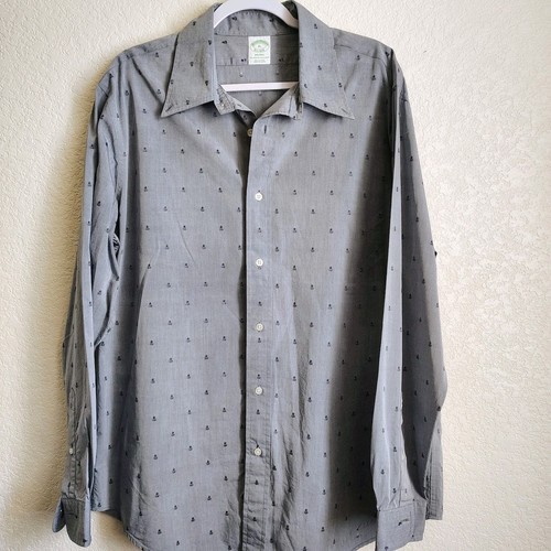 Brooks Brothers Milano Herren Hemd mit Ananas-Stickerei Knopfleiste Größe XL blau - Bild 2 von 15