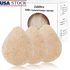Natural Konjac Facial Sponges 3 Pack Eco-Friendly Deep Clean Sensitive Skin New