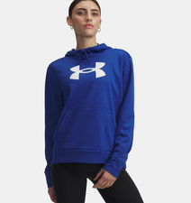 NEW Women's Under Armour Fleece Big Logo Hoodie Blue White Size Large MSRP 55