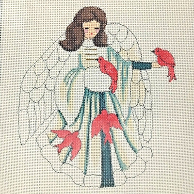 ''Winter Angel'' Stitchin Stuff Joan Thomasson Needlepoint Ornament Kit 1990