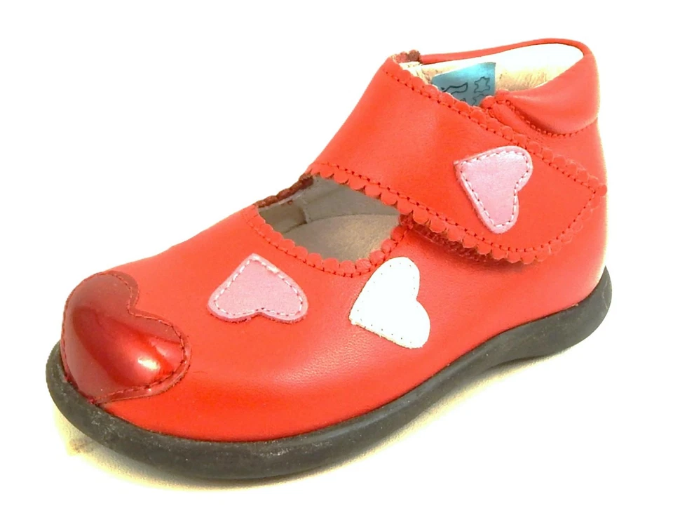 DE OSU - España - Bebés Niñas Cuero Rojo Charol Rosa Corazón Botas -Europeas -Talla 4.5 Foto 3 de 4