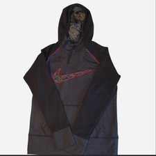 Nike Sweatshirt Womens Medium Black Therma Fit Hoodie Swoosh Logo Pocket