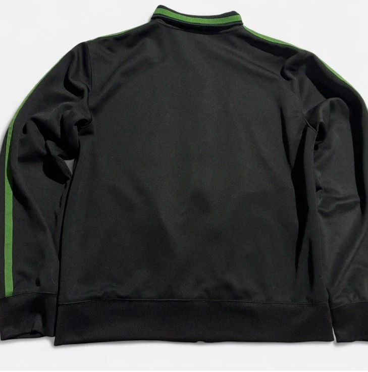 Vintage Old Navy Athletic Co Track Jacket L Black Green Stripe Zip Up 90s Y2K - Image 2 of 4
