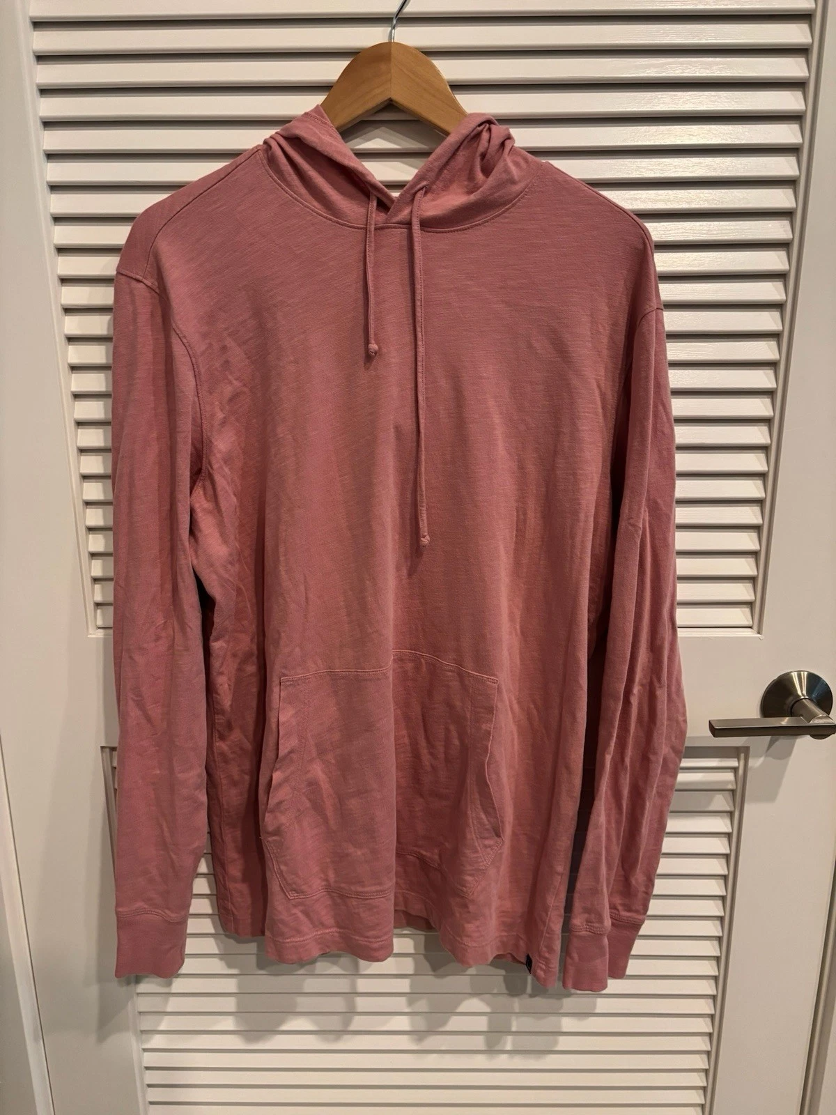 Even Tide Men’s Cotton Lightweight Hoodie Salmon Pink Large