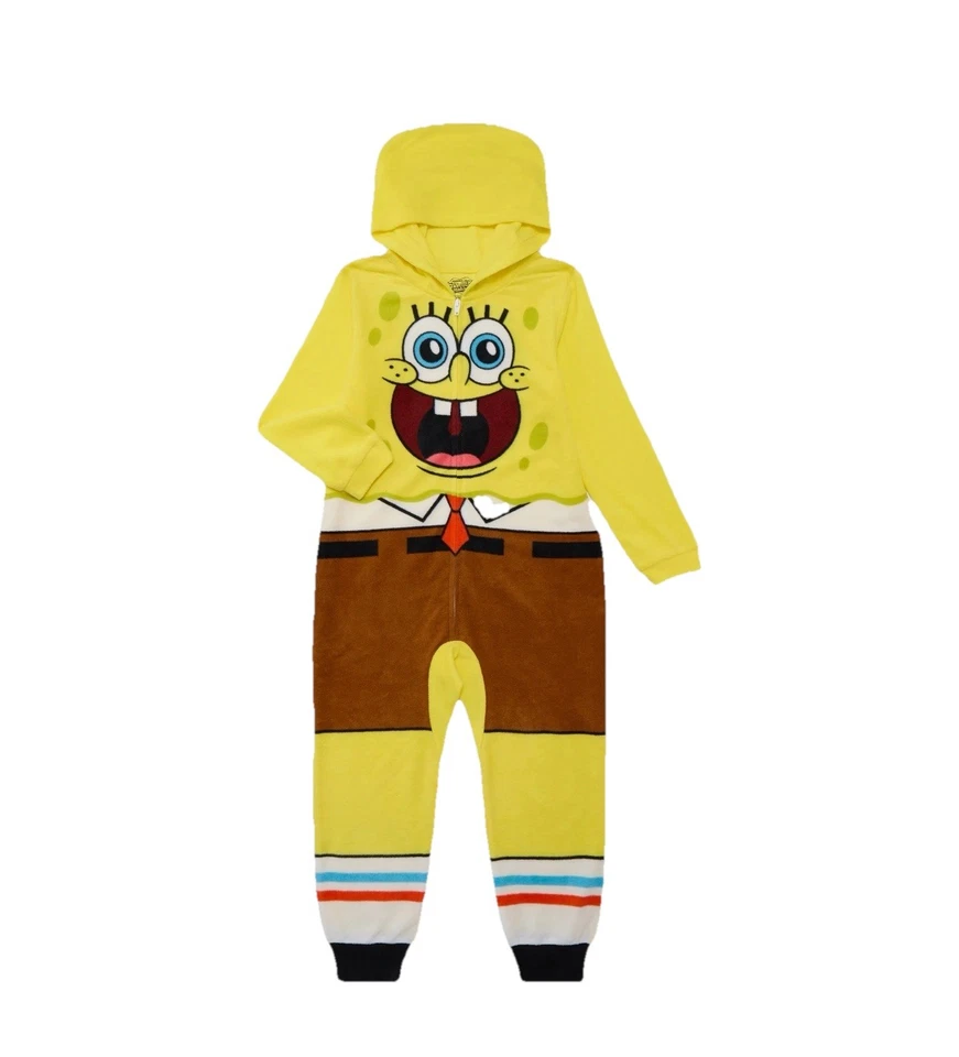 Bob Esponja Pantalones Cuadrados Pijama Niños Niñas Pequeño 6/7 Unión Traje Cremallera Sin Pies Foto 4 de 4