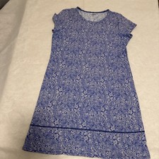 Lands End Dress Small Blue White camping Coastal Beach Swim Cover Up