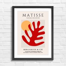 Bold Red Hand Shape And Orange Circle Art Original Framed Wall Art Print Large