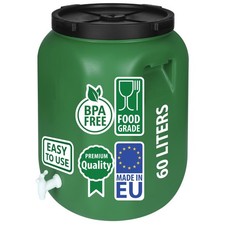 Weithalsfass Futtertonne Fasssilage Regen Fass Gepäcktonne 60 L mit Hahn grün