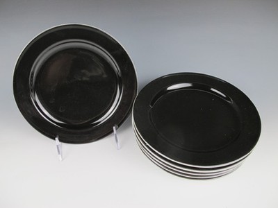 (6) Dibbern Schönwald Germany Black Salad / Accent Plates 7 5/8''