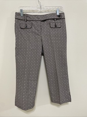 Ann Taylor Size 4 Lindsay Capri Crop Pants Brown White Cotton Blend