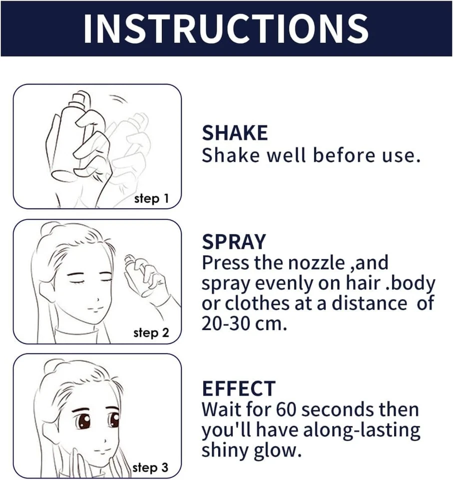 Spray Brillo Brillante para Cabello y Cuerpo - 4oz Lavable Brillo Temporal. Foto 4 de 4