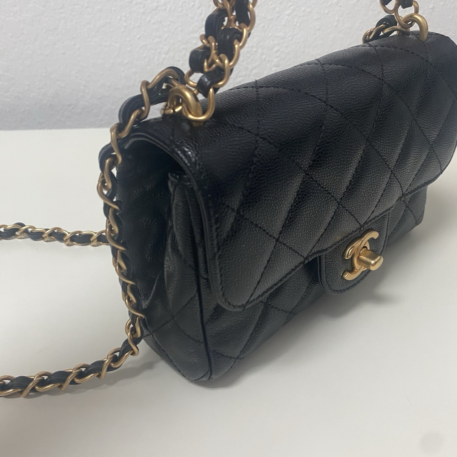 Chanel Black Caviar Mini Rectangular Chain Top Ha… - image 23