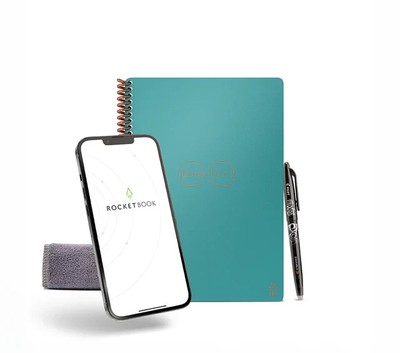 Rocketbook Core Reusable Spiral Notebook, Executive Size 6x8.8, Teal - Lined Pag