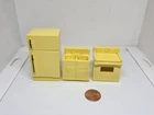 Vintage Fisher Price little people yellow kitchen set: Fridge, Oven, Sink
