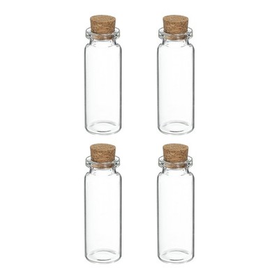 4Pcs Mini Glass Bottles with Cork Stoppers, 12ml/0.41oz Small Clear Glass Jars