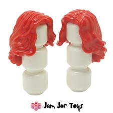 LEGO Minifigure Hair 2x NEW Red Mid-Length Wavy Side Parting Wig Pieces H130