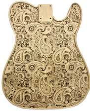 Corps de guitare Telecaster custom gravé paisley – fabrication artisanale