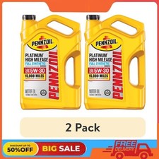 (2 pack) Pennzoil Platinum High Mileage Full Synthetic 5W-30 Motor Oil, 5 Quart