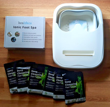 Healifeco Ionic Detox Foot Bath Cleanse Spa Ion Kit Machine Tub Basin Set  Pads