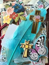 #772 LG FAITH & FLORAL Junk Journal Scrapbooking Kit 100 pieces w/ REAL Ephemera
