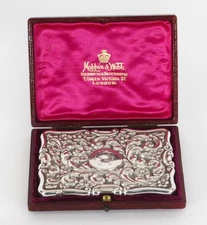 Antique English Sterling Silver Card Case  Mappin & Webb 1904
