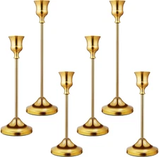 Candlestick Holders 6 PCS Metal Taper Candle Holders,  Gold Candle Stick Holders