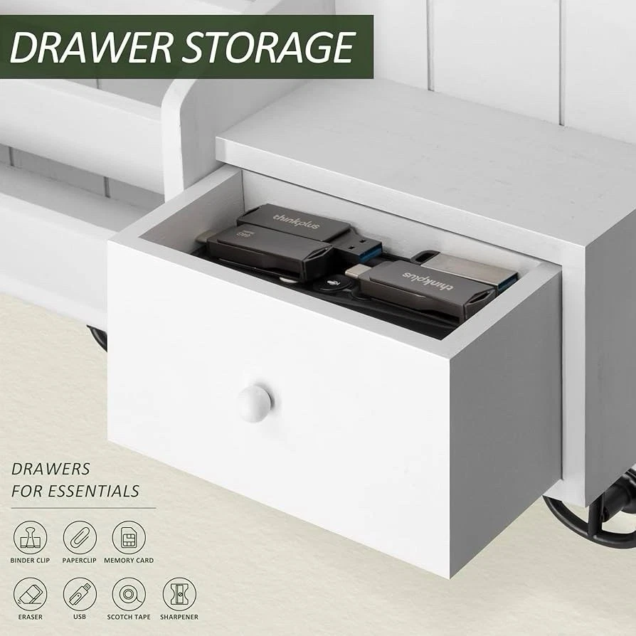 Key Holder Wall Mount and Mail Organizer : Farmhouse and for with Drawer and - Image 3 of 4