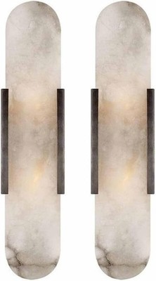 Marmor Wandleuchten 2er Set Schwarz LED Badezimmer Waschtischleuchten 35CM
