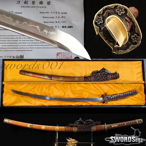 41'' Handmade Japanese Authentic Tachi Sword T10 Steel Clay Tempered Katana