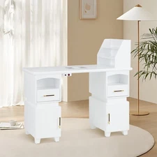 BarberPub Manicure Table with Electric Dust Collector, Nail Makeup Storage Desk