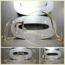 KIDS CHILDRENS VINTAGE RETRO Style Clear Lens SUN GLASSES Upside Down Gold Frame