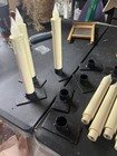 8 Pc Primitive Black Iron Taper Candle Holders With Battery Operated Candles — photo 1