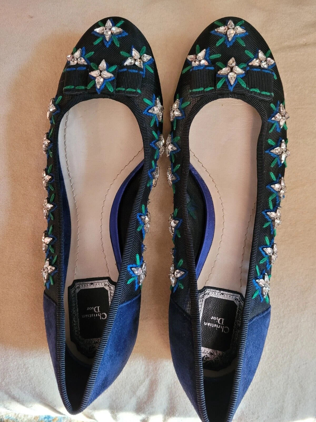 Christian Dior RARE Ballerines plates romanesques ornées de cristal 38/7,5