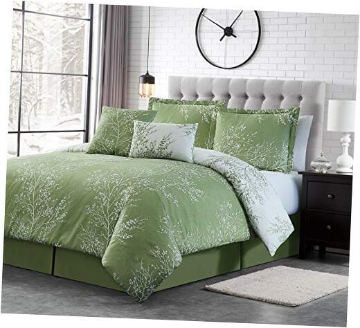 Spirit Linen 6pcs Queen Comforter Set - Cozy Deep Sleep 6pc Queen Sage